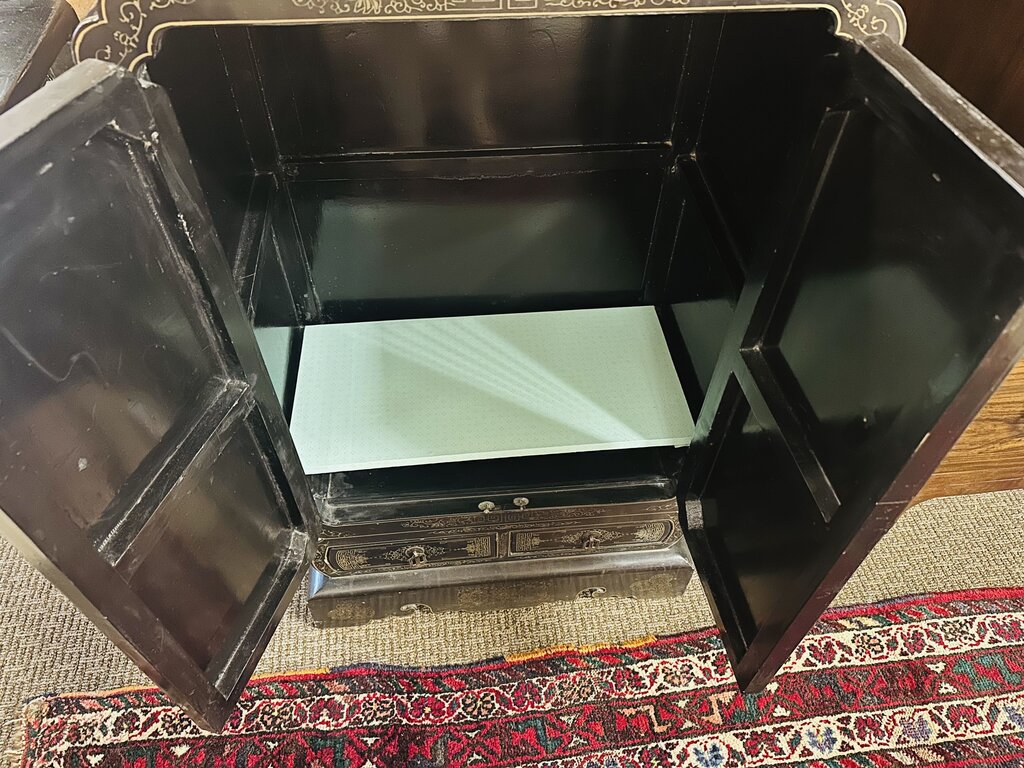 Chinese Lacquered & Hardstone Bar Cabinet 26x16x42