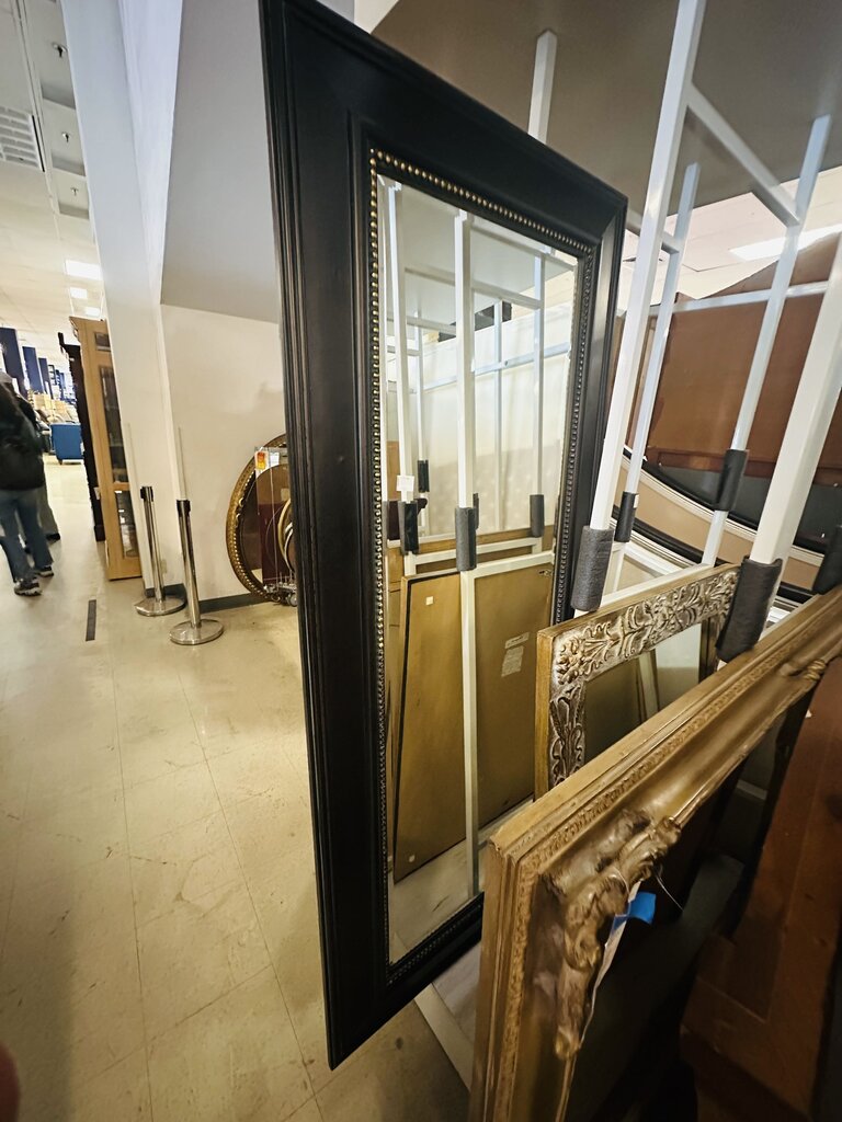 Full Length Wall Mirror Black w/ Gold Painted Studs 30x70