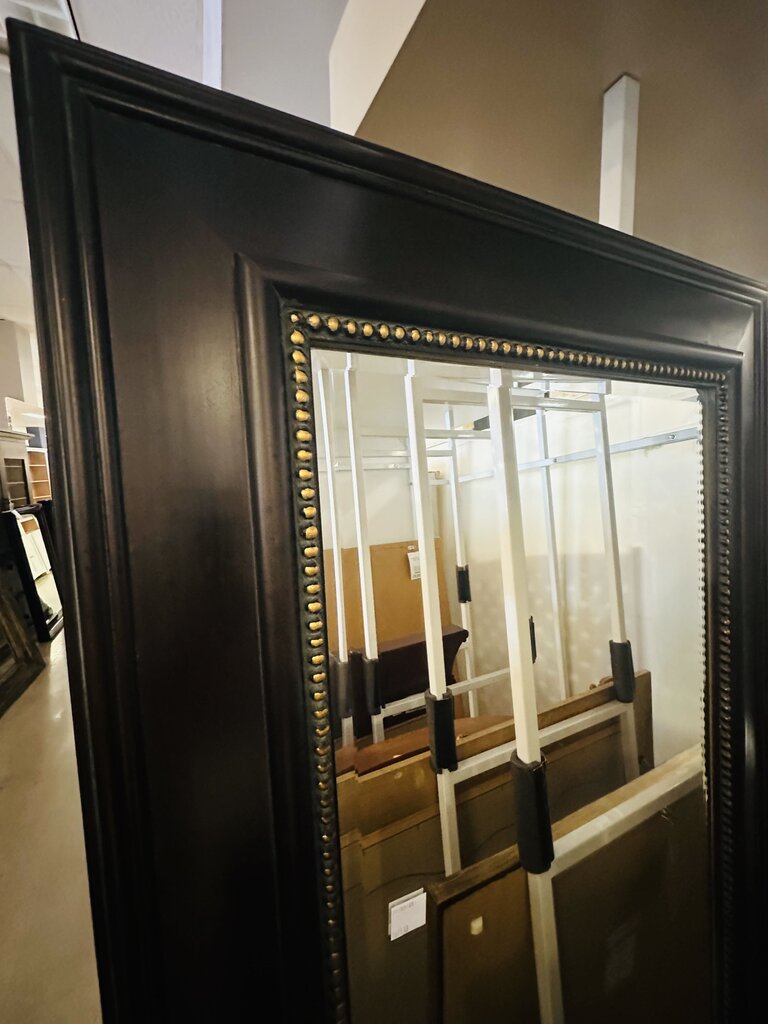 Full Length Wall Mirror Black w/ Gold Painted Studs 30x70