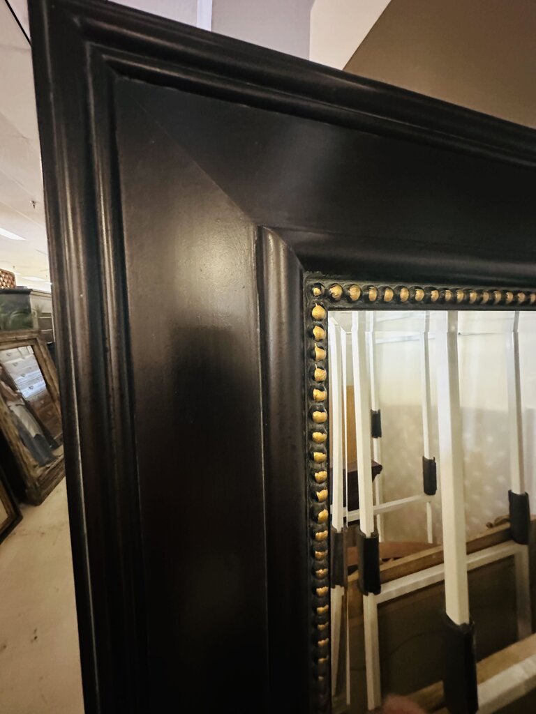 Full Length Wall Mirror Black w/ Gold Painted Studs 30x70
