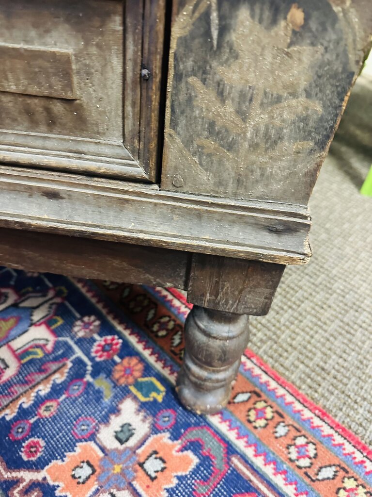 English Jacobean Oak Wood Chest of Drawers 37 x 19.5 x 29.75