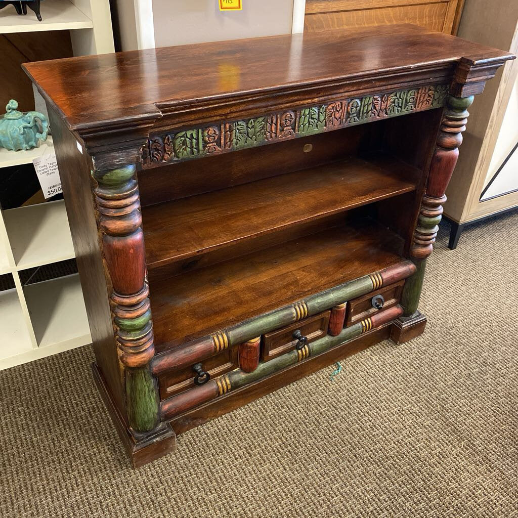 Carved 2 Shelf Bookcase 48x16x42