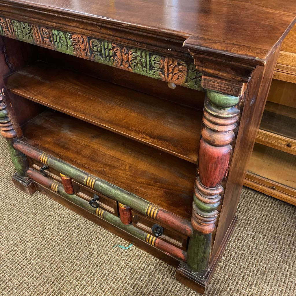 Carved 2 Shelf Bookcase 48x16x42