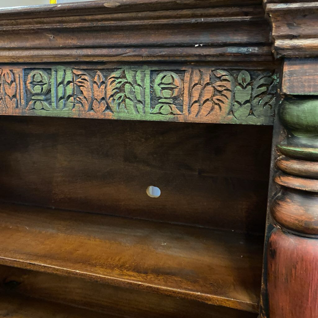 Carved 2 Shelf Bookcase 48x16x42