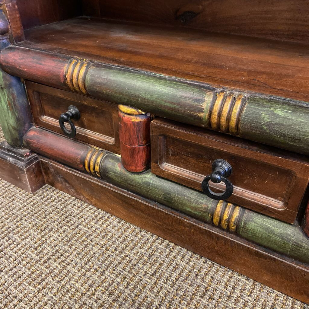 Carved 2 Shelf Bookcase 48x16x42
