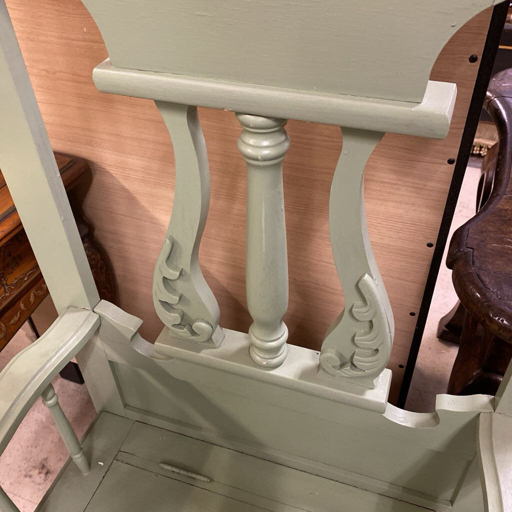 Sage Green Hall Tree w/ Mirror & Storage Seat 24x16x83