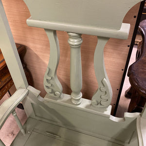 Sage Green Hall Tree w/ Mirror & Storage Seat 24x16x83