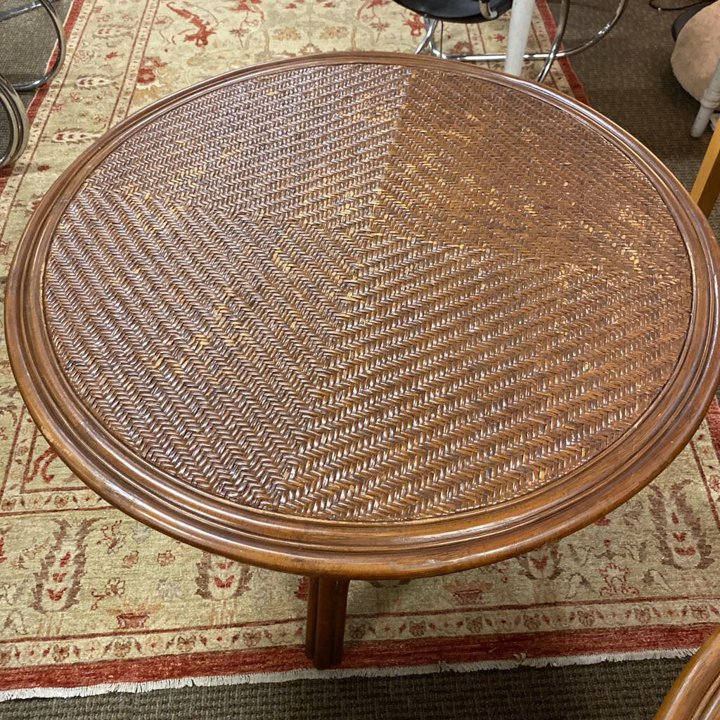 Round Wicker Table 37x30" H