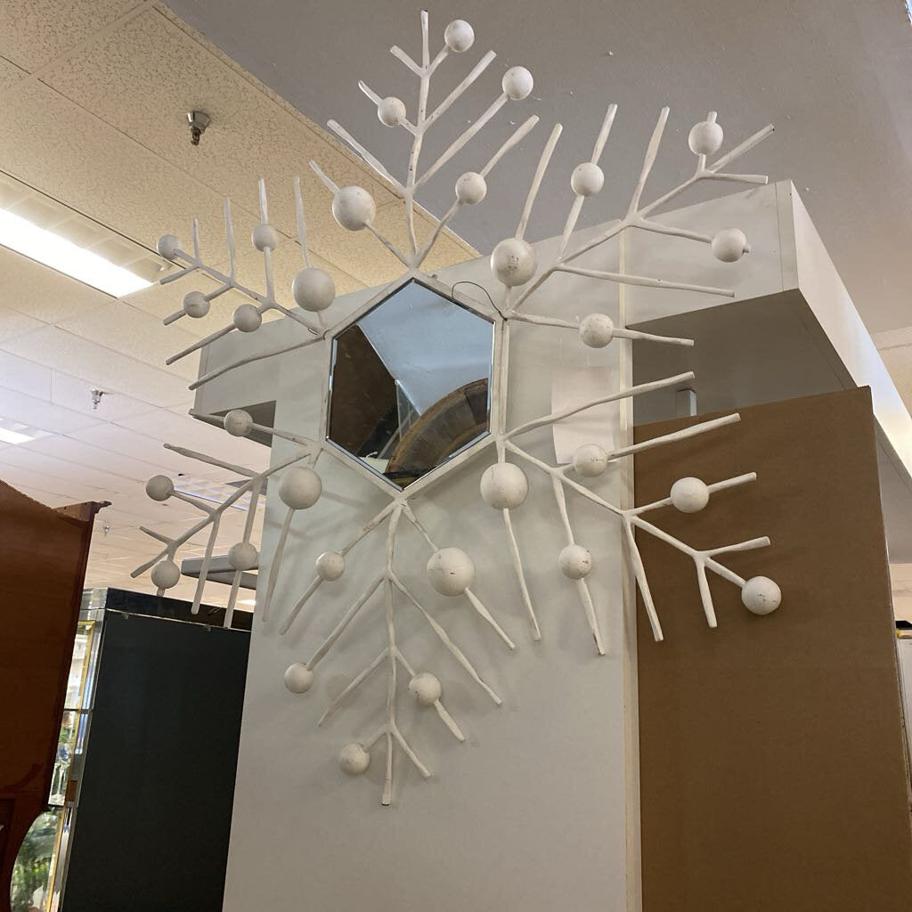 Metal Snowflake Decorative Mirror 38"