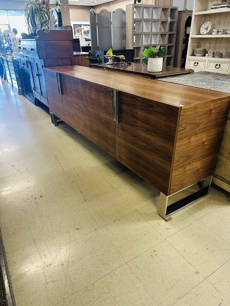 Modrest Gillroy Modern Walnut Stainless Steel Buffet 95x20x32