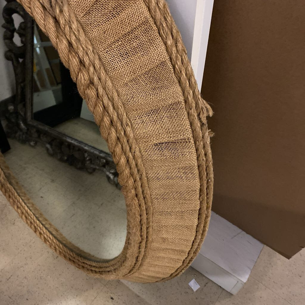 Oval Burlap Rope Mirror 28x41