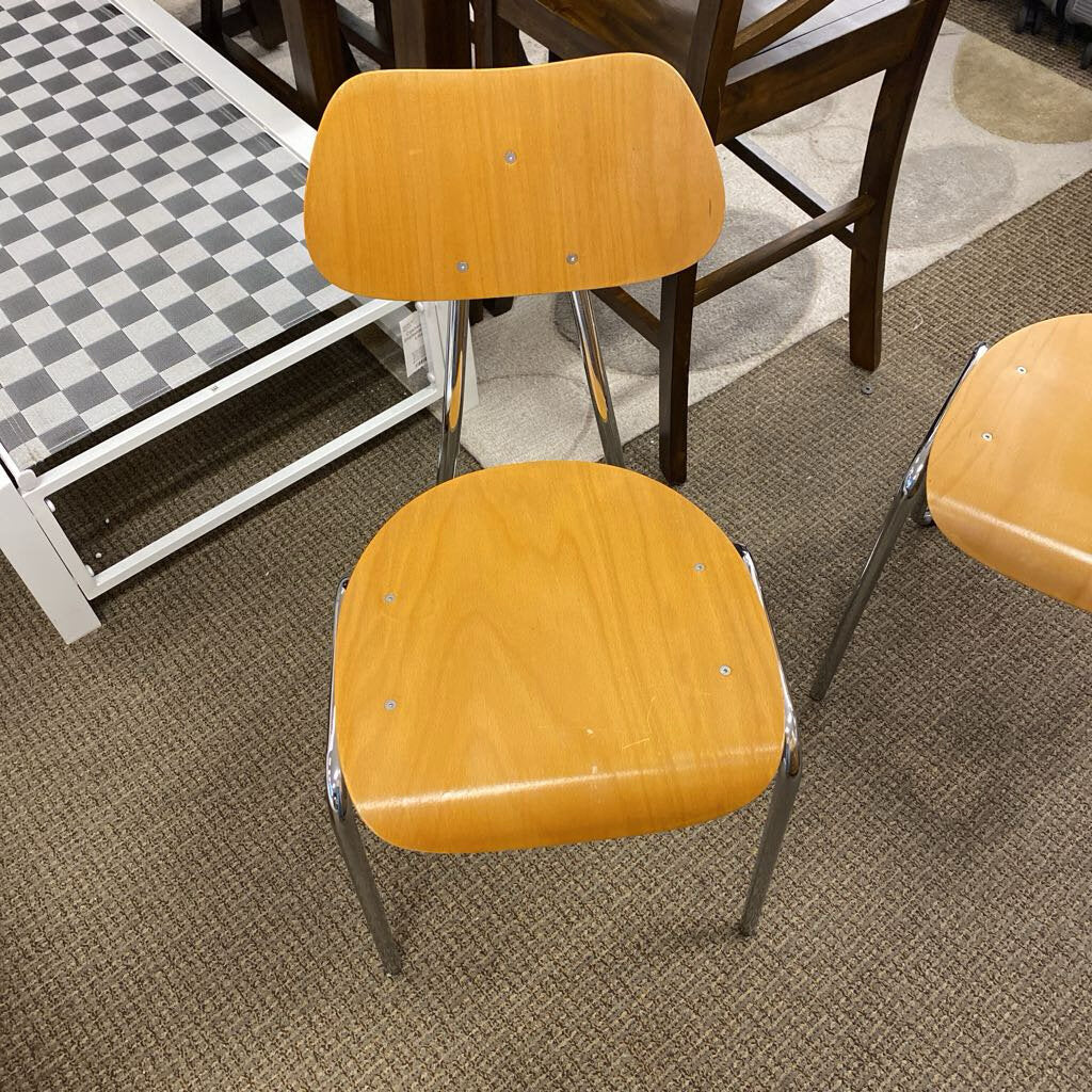 Mid Century Style Wood & Metal Stackable Dining Chair