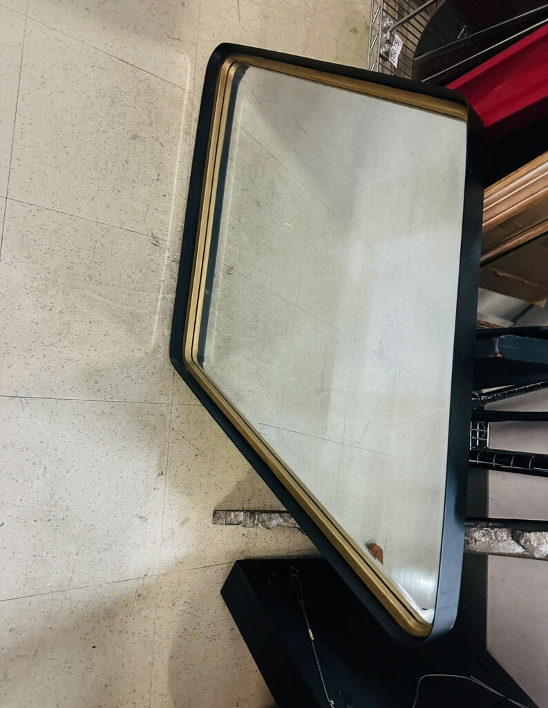 Black & Gold Accent Diamond Shape Mirror 42" H