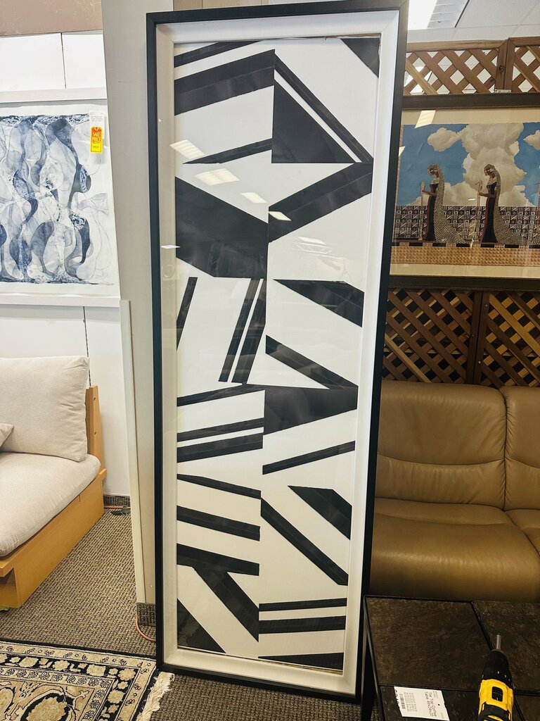 Geometric B&W Panel Artwork 29x85