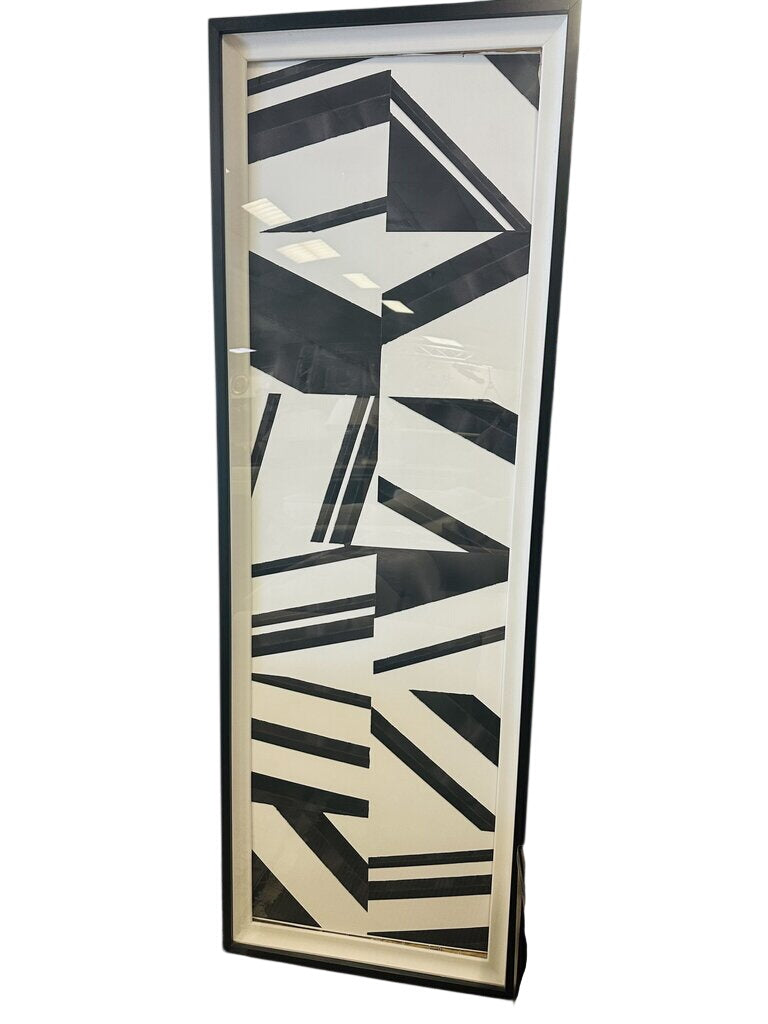 Geometric B&W Panel Artwork 29x85