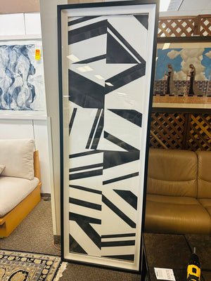 Geometric B&W Panel Artwork 29x85