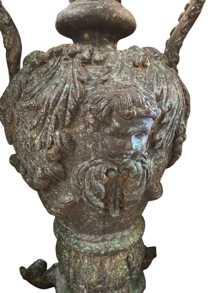 Neoclassical Style Patinated Cast Bronze Garden Urn