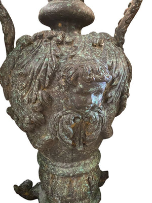 Neoclassical Style Patinated Cast Bronze Garden Urn
