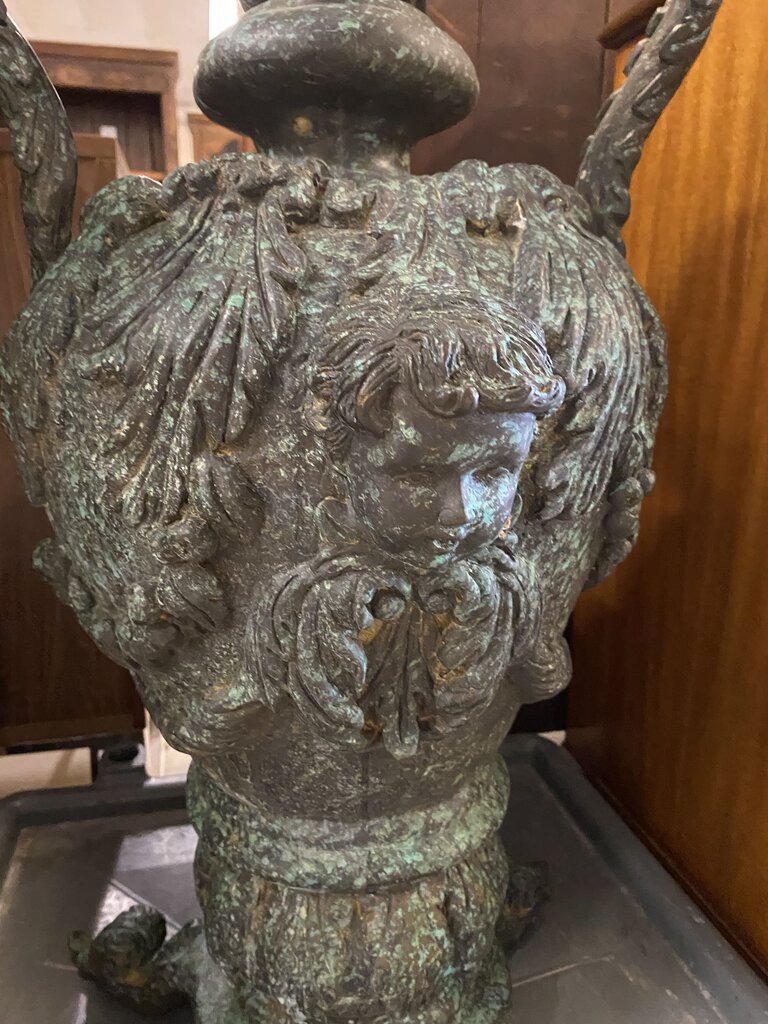 Neoclassical Style Patinated Cast Bronze Garden Urn
