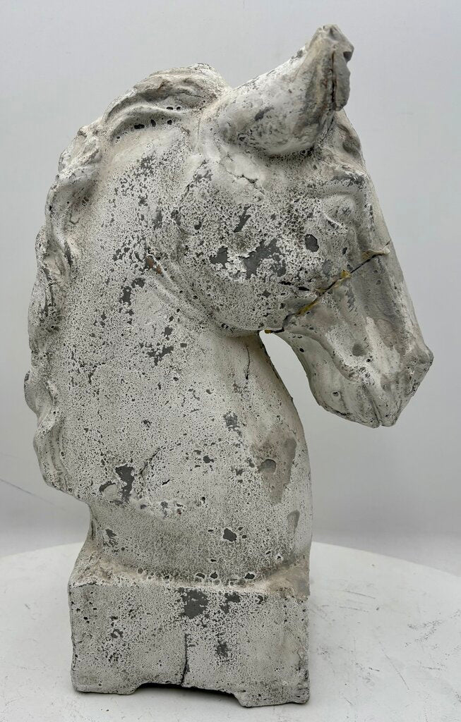 Painted Cast Terracotta Clay Horse Head Statue (As Is)