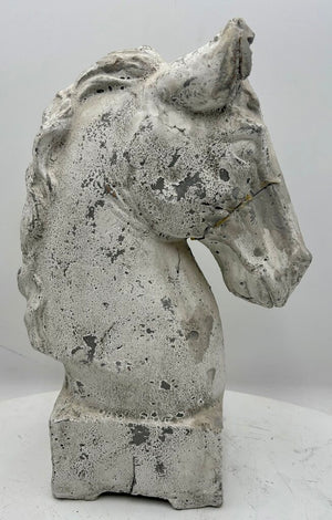 Painted Cast Terracotta Clay Horse Head Statue (As Is)