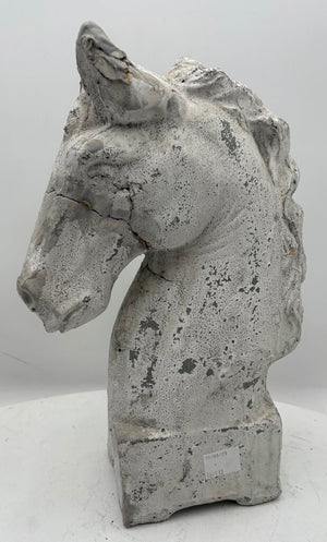 Painted Cast Terracotta Clay Horse Head Statue (As Is)
