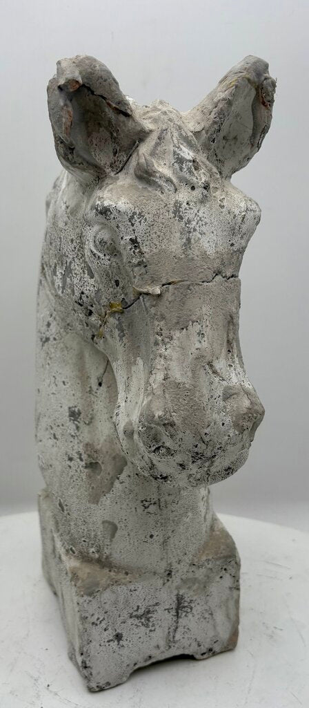 Painted Cast Terracotta Clay Horse Head Statue (As Is)