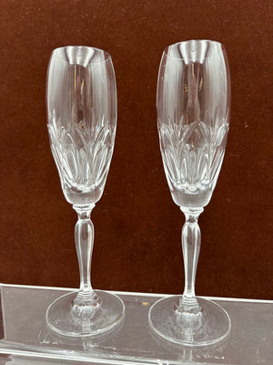 Spiegelau Cut Crystal Begonia Thumbprint Pattern Champagne Flute 8.3"