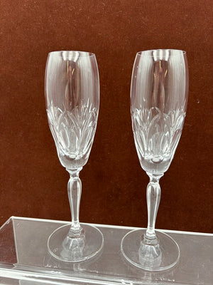 Spiegelau Cut Crystal Begonia Thumbprint Pattern Champagne Flute 8.3"