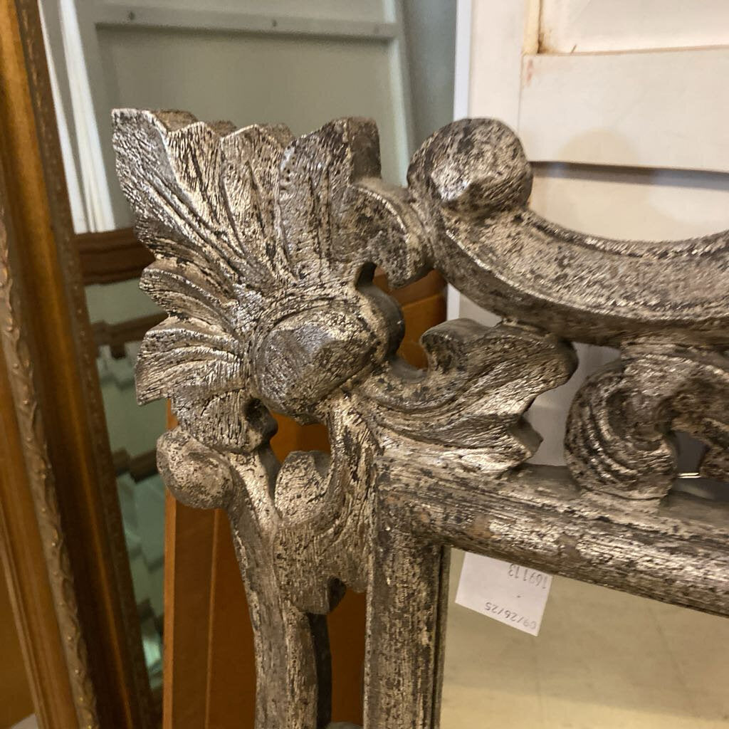 Baroque Style Silver Hand Carved Wall Mirror 27.5x39.5"