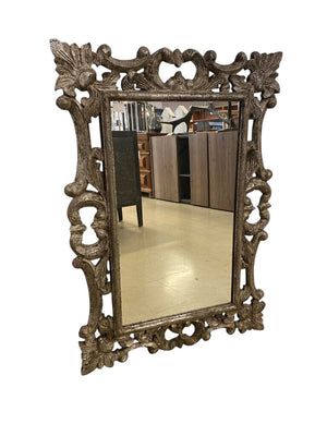 Baroque Style Silver Hand Carved Wall Mirror 27.5x39.5" by Miss Daisy's Consignment & Auction House