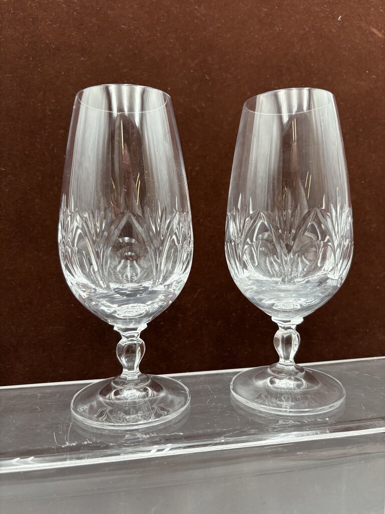 Spiegelau Cut Crystal Begonia Thumbprint Pattern Ice Tea Glass 6.5"