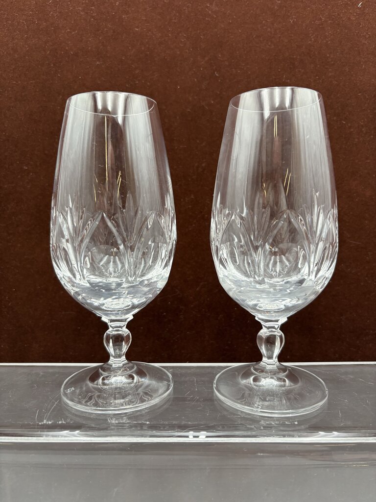 Spiegelau Cut Crystal Begonia Thumbprint Pattern Ice Tea Glass 6.5"