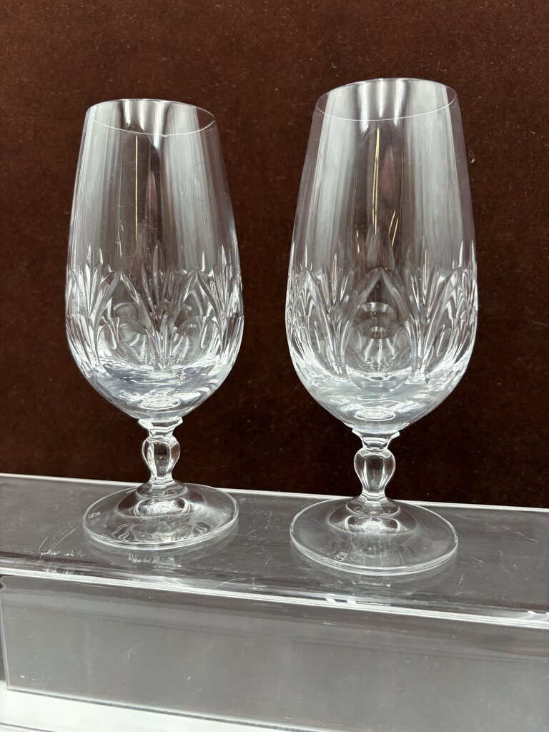 Spiegelau Cut Crystal Begonia Thumbprint Pattern Ice Tea Glass 6.5"