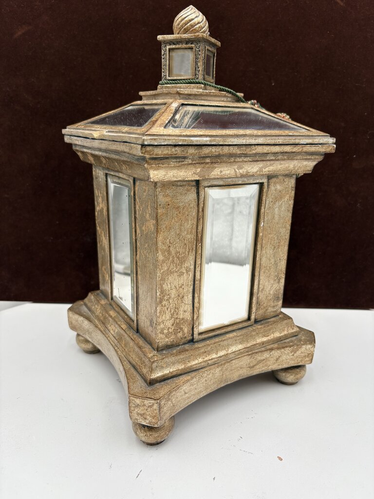 Giltwood Mirrored Velvet Lined Lidded Storage Box w/ Tassel