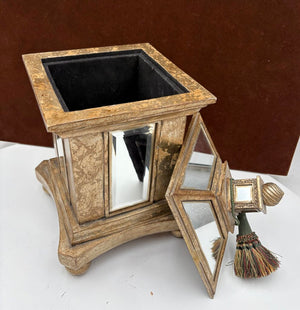 Giltwood Mirrored Velvet Lined Lidded Storage Box w/ Tassel