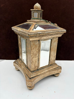 Giltwood Mirrored Velvet Lined Lidded Storage Box w/ Tassel