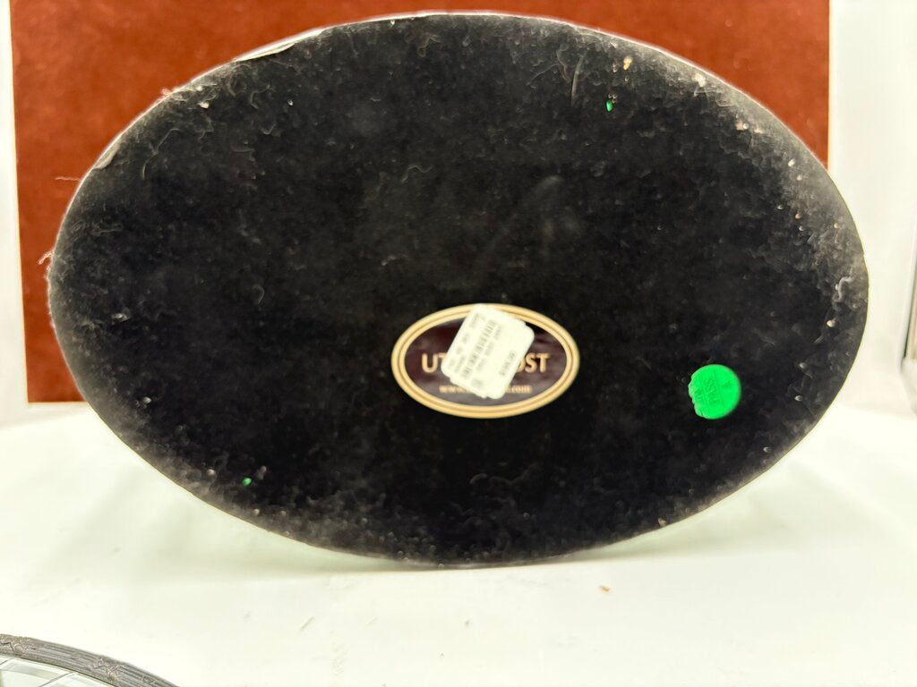 Uttermost Black Velvet Lined Oval Mirrored Panel Lidded Storage Box