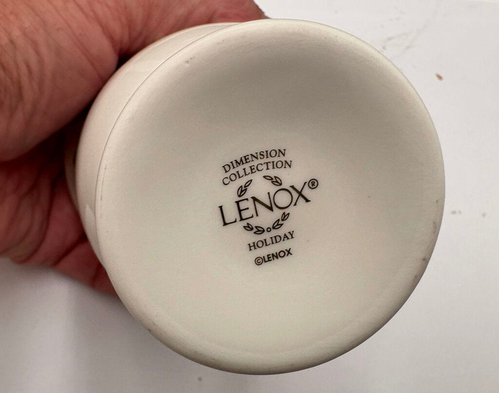 Lenox Holiday Dimensions Collection Holly Leaf Footed Mugs 12oz (PAIR)