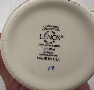 Lenox Holiday Dimensions Collection Gold Trim Holly Leaf Coffee Cups 10oz (4Pcs)