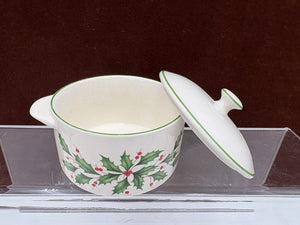 Lenox Holiday American by Design Green Trim Holly Leaf Lidded Mini Casserole Dish 11oz (2Pcs)