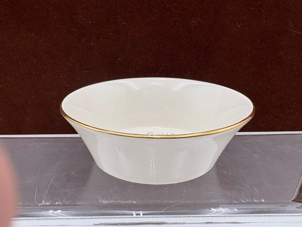 Lenox Holiday Dimensions Collection Gold Trim Oval "Believe" Candy Dish