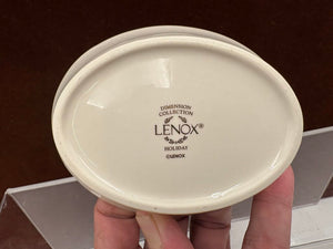 Lenox Holiday Dimensions Collection Gold Trim Oval "Believe" Candy Dish