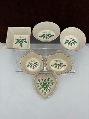 Lenox Holiday Dimensions Collection Gold Trim Square "Hope" Candy Dish