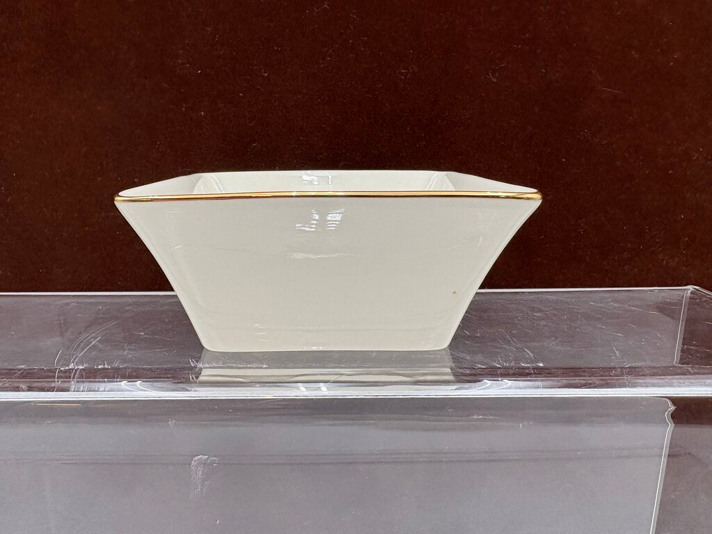 Lenox Holiday Dimensions Collection Gold Trim Square "Hope" Candy Dish
