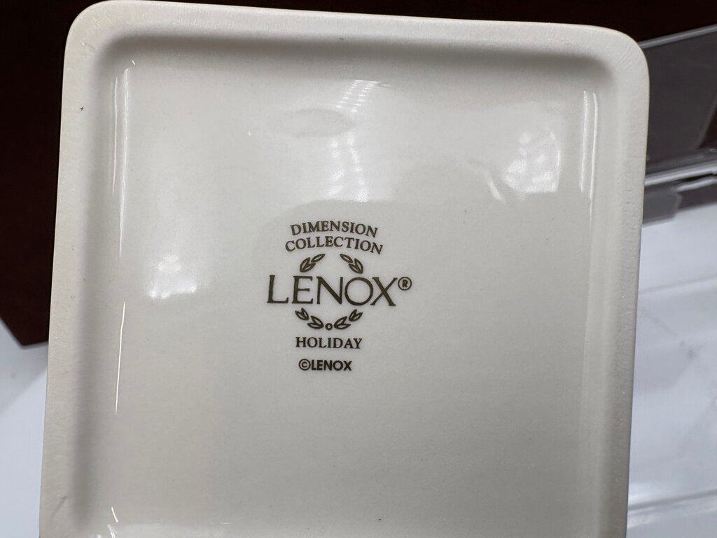Lenox Holiday Dimensions Collection Gold Trim Square "Hope" Candy Dish