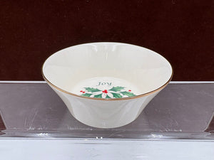 Lenox Holiday Dimensions Collection Gold Trim Round "Joy" Candy Dish