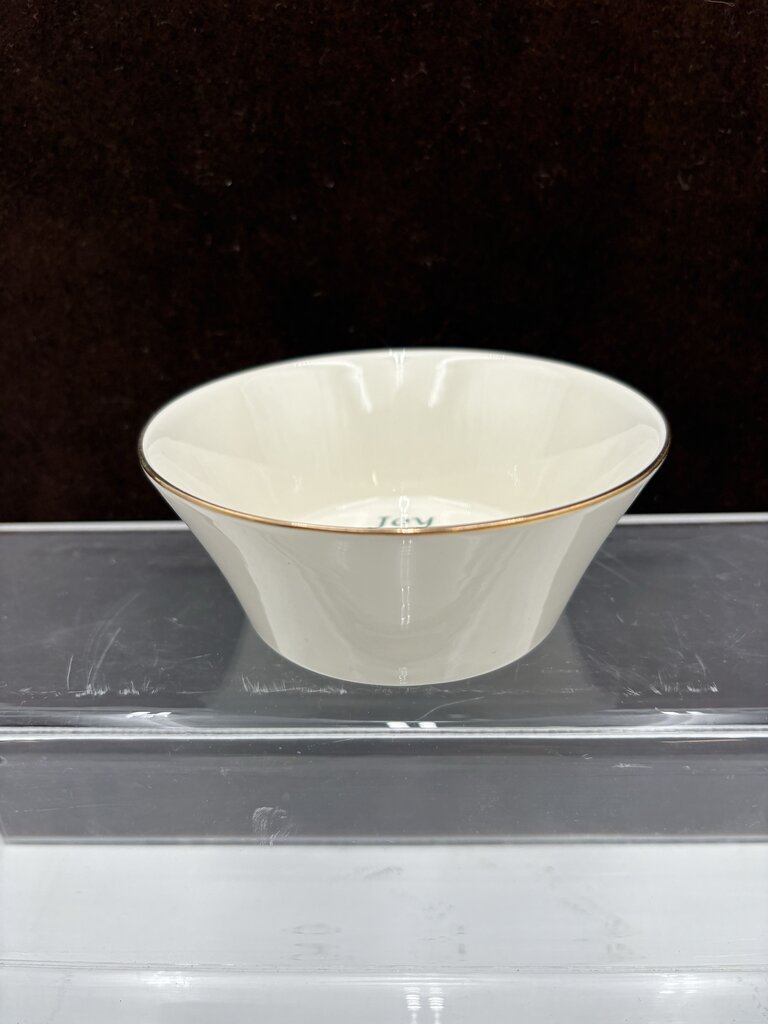 Lenox Holiday Dimensions Collection Gold Trim Round "Joy" Candy Dish