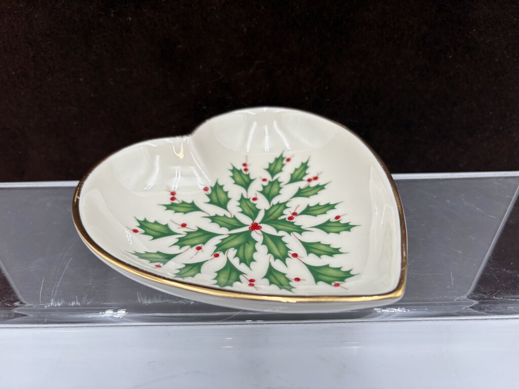Lenox Holiday American by Design Gold Trim "Heart" Candy Dish