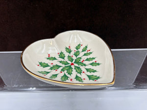 Lenox Holiday American by Design Gold Trim "Heart" Candy Dish
